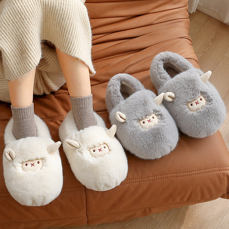 Pantoufles d'hiver chaudes en coton pelucheux pour Couple, chaussures de Confinement