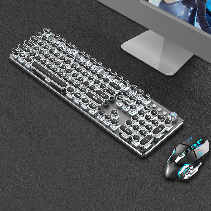 Steampunk ensemble clavier et souris mécanique rétro 87 touches filaire ordinateur de bureau