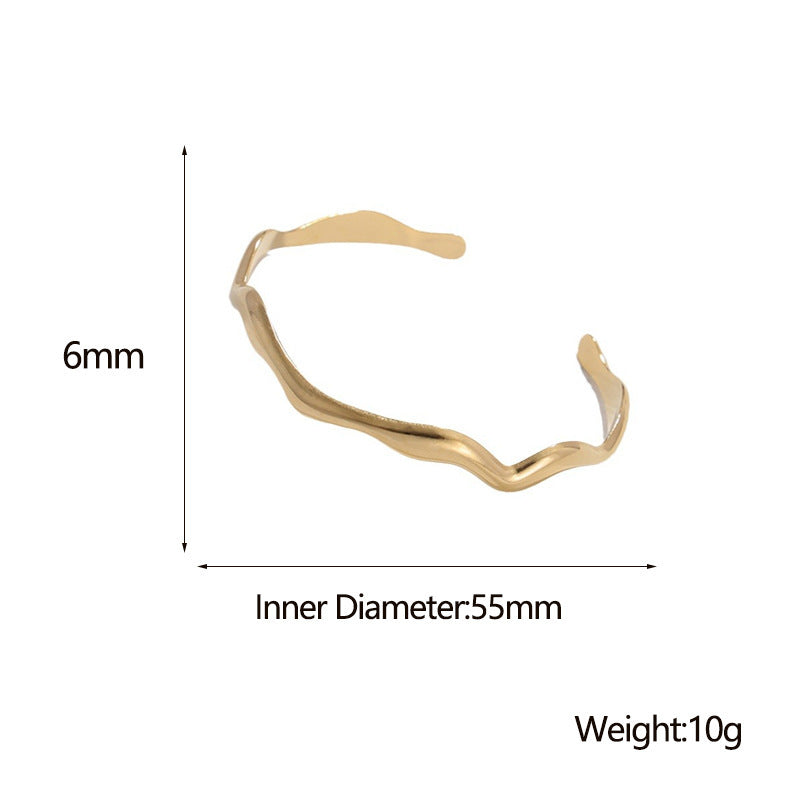 Cross-border Simple Titanium Steel Special-interest Design Wavy Stainless Steel Bracelet Fashion Ornament
