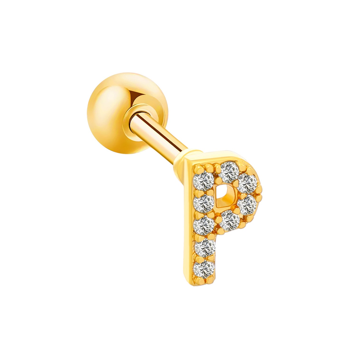 Inlaid Zircon 26 English Letters Ear Bone Stud Retro Personality Alloy Letter Thread Stud Earrings Ear Piercing