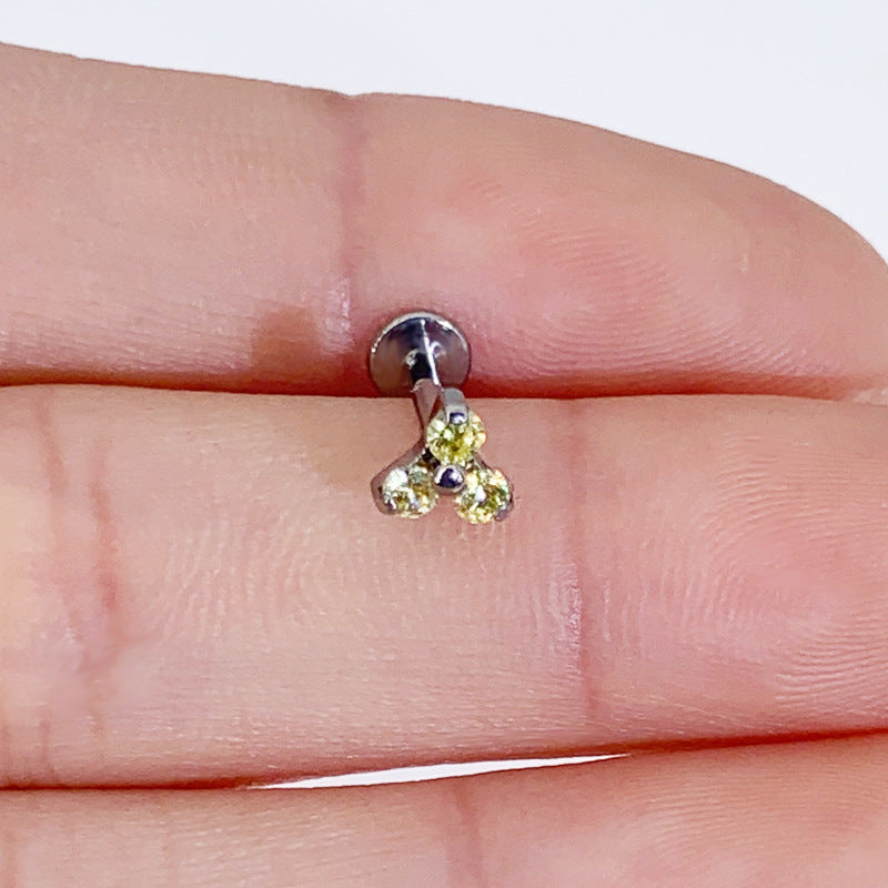 Pack de bougainvilliers spectabilis en titane incrusté de Zircon, clou d'oreille en os, Piercing pour le corps humain