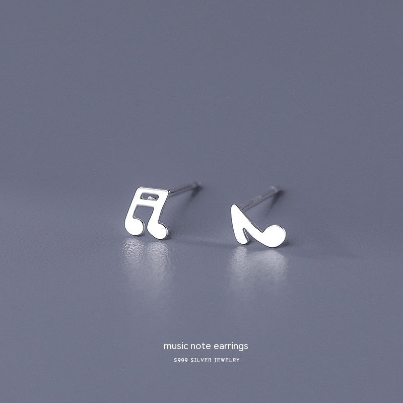 S999 Pure Silver Stud Earrings For Women Simple