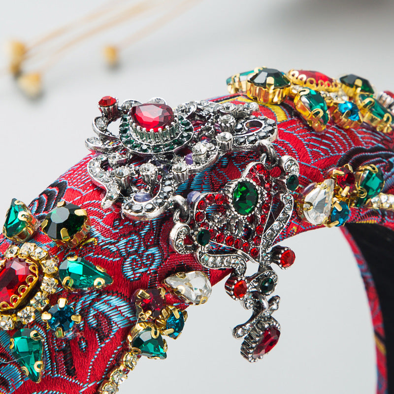 Embroidered Luxury Rhinestone Vintage Flower Headband