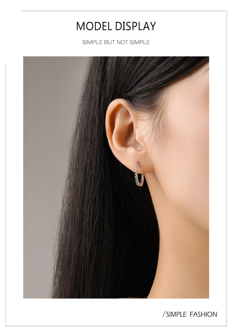 S925 Sterling Silver Color Zircon Earrings