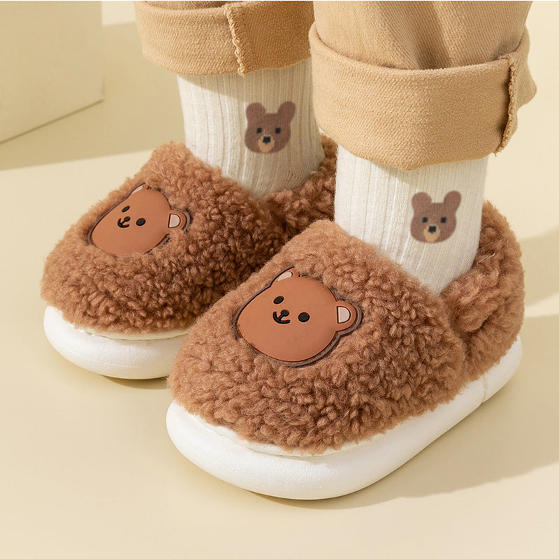Zapatillas de algodón para niños, muebles de interior de dibujos animados de otoño e invierno
