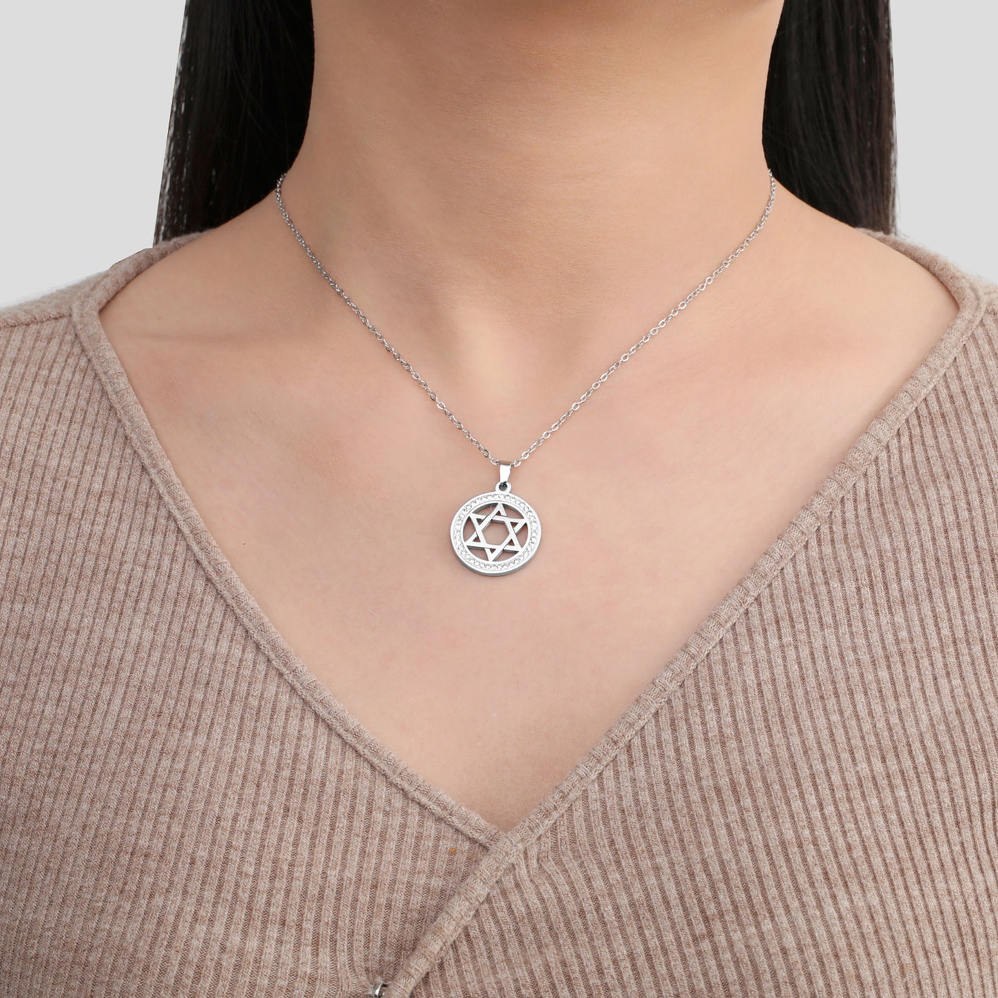 Women's Fashion Stainless Steel Transparent Zircon Chain Necklace