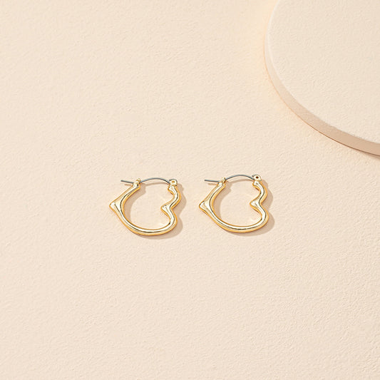 New Small Heart Earrings Simple Cutout Earrings