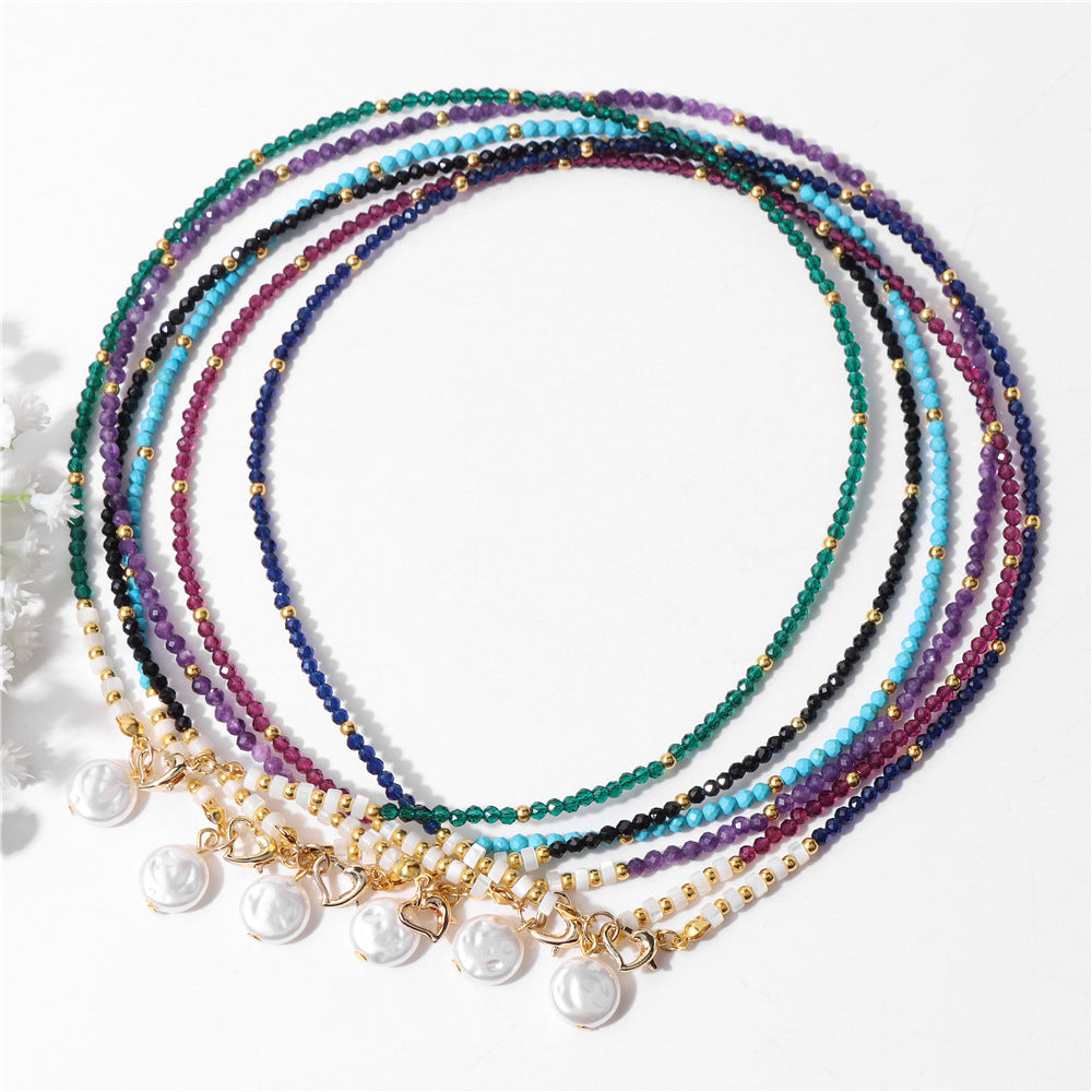 Artificial Crystal 3m Beads Necklace Women's Pearl Pendant Fresh Classic