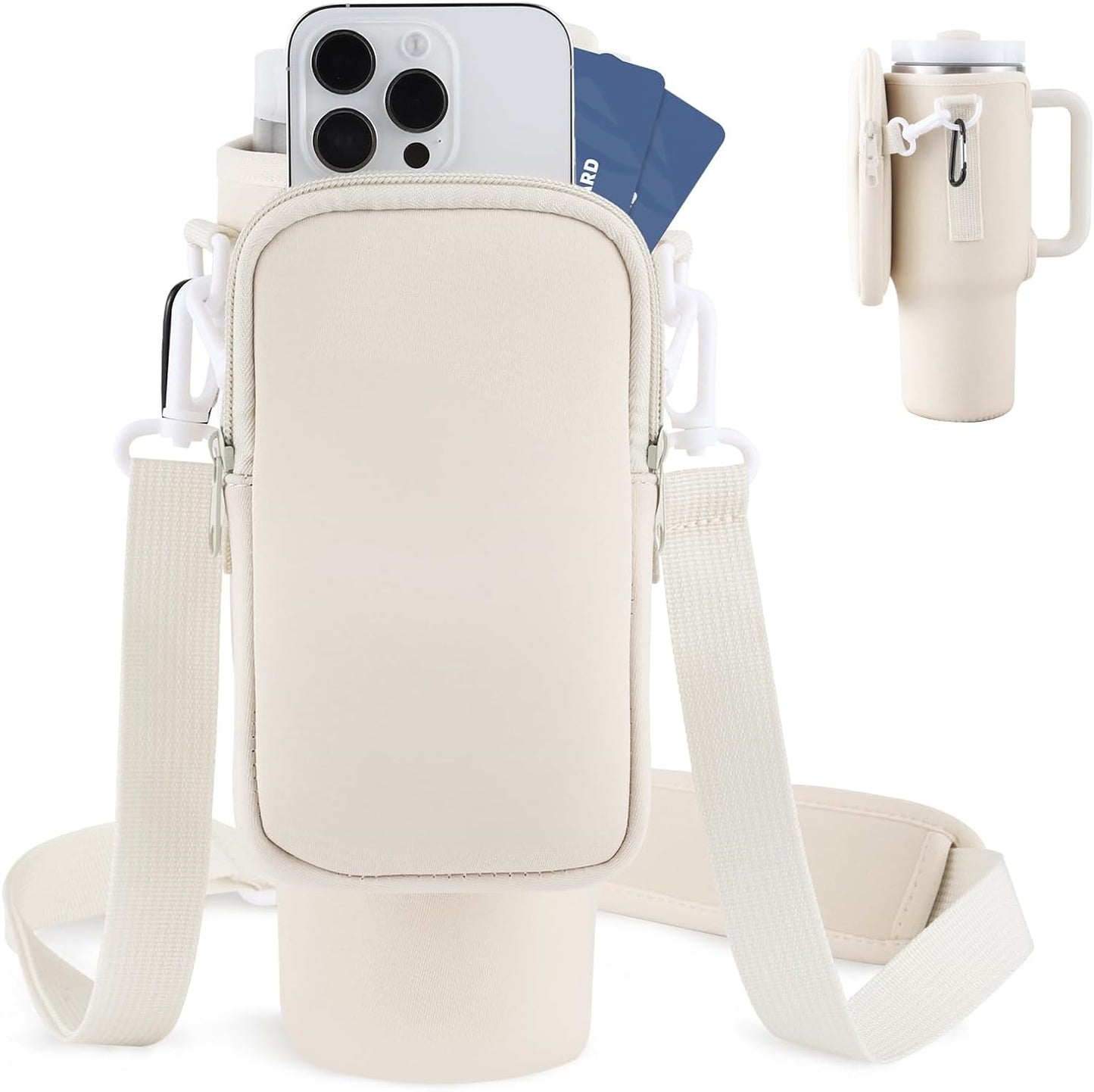 Slok Sac de transport pour bouteille d'eau, compatible avec un gobelet de 1 134 g avec poignée, porte-bouteille d'eau moderne avec sangle réglable simple pour la marche en plein air, la randonnée, les voyages, les sports - Bleu violet