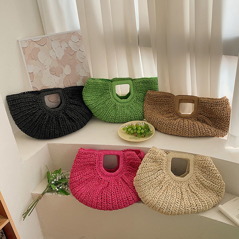 Sac de plage tissé, sac à main décontracté assorti avec tout, rétro