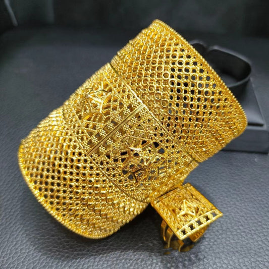 Bracelet Ouvert Femme Large Imitation Cuivre Plaqué Or