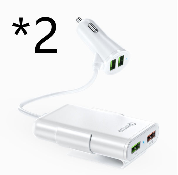 Compatible con el cargador de coche del asiento trasero QC3.0 2.4A3.1A 4 USB con cable un clip