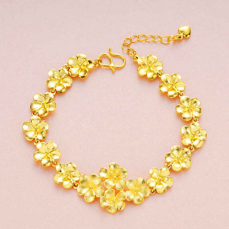 Vietnam Placer Gold Lady's Flower Accessories Necklace Bracelet Ring