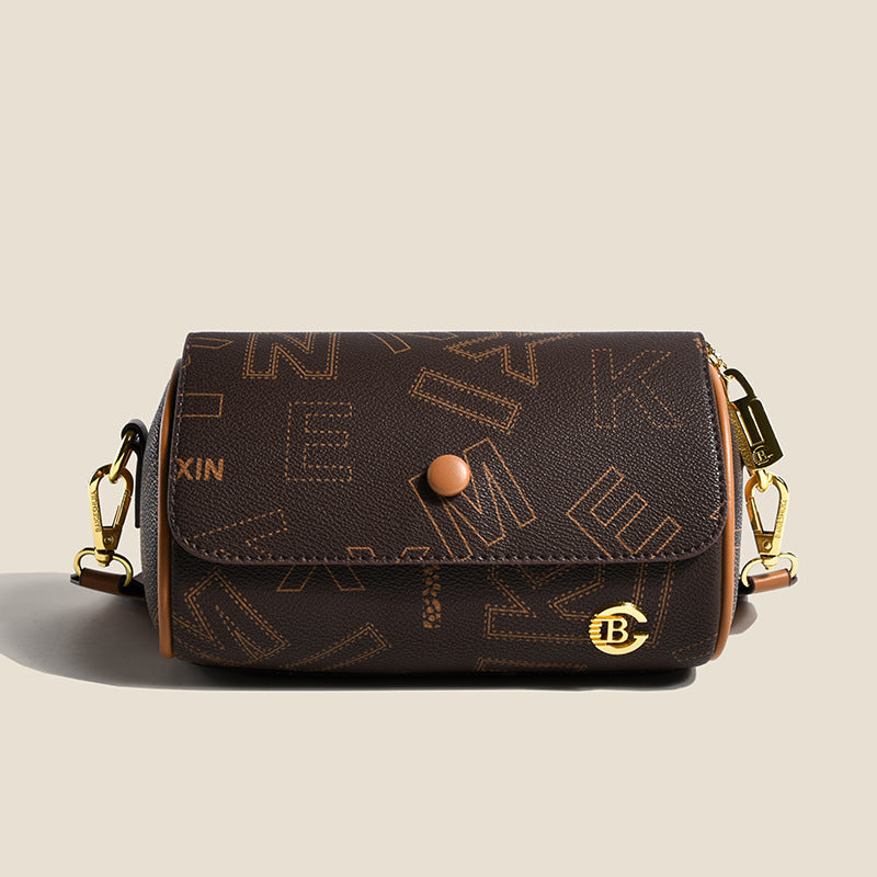 Bandolera de hombro con estampado retro para mujer, pequeña, de doble cara, a la moda, combina con todo