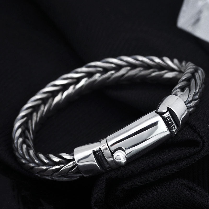 Bracelet de quille tissé à la main en argent S925 pour hommes