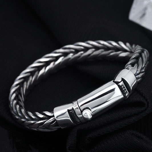 Bracelet de quille tissé à la main en argent S925 pour hommes
