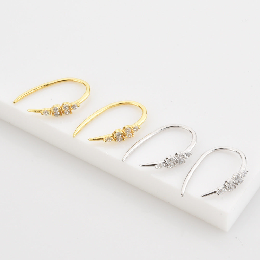 Boucles d'oreilles piercing en argent sterling S925 et zircon, clous d'oreilles