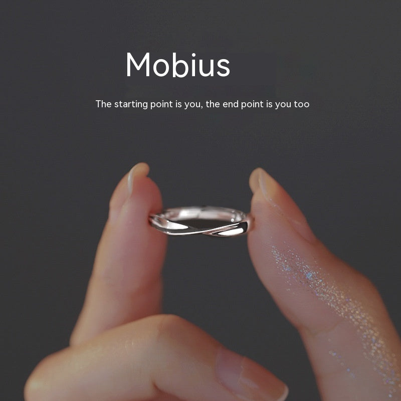 925 Sterling Silver Mobius Strip Simple Niche Design Simple Bracelet Ring