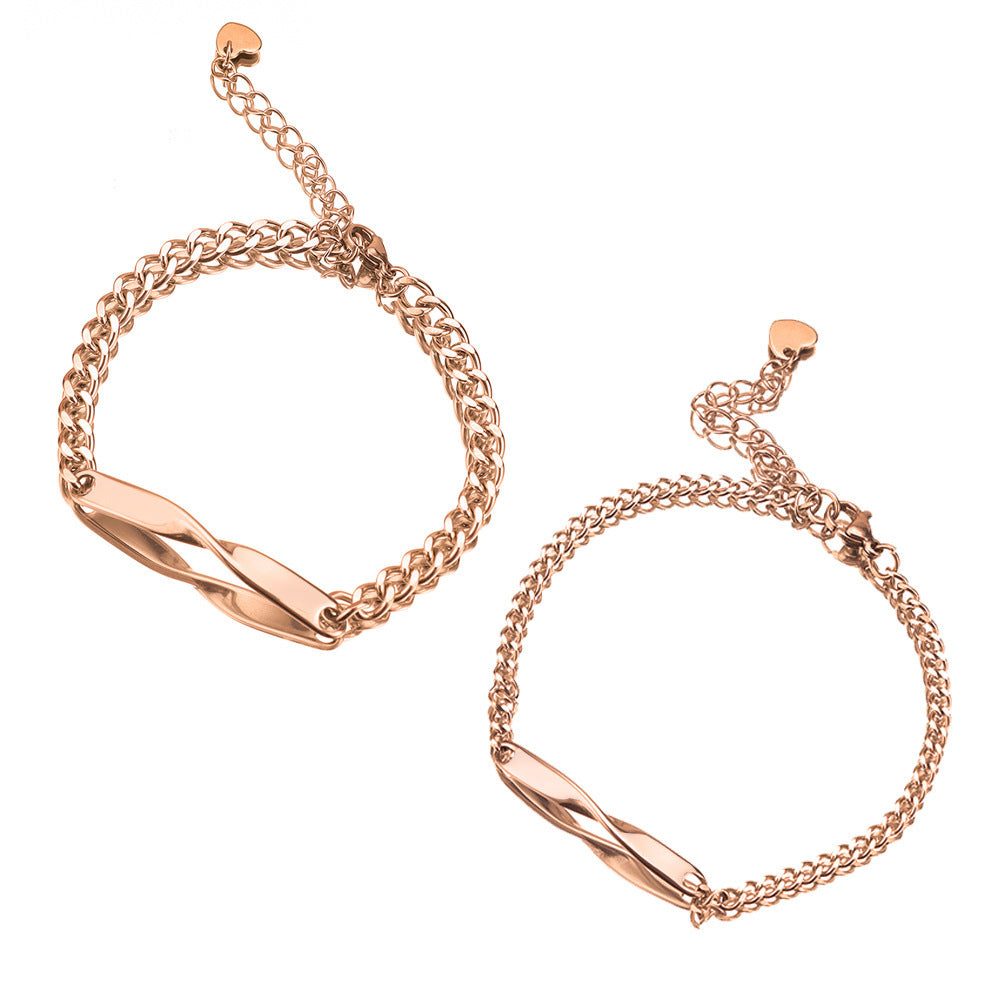 Simple Stainless Steel Mobius Couple Bracelet