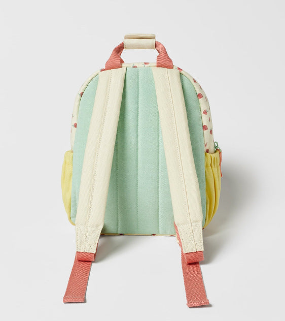 Sac à dos en toile de coton Dopamine fraise, impression multicolore, mignon sac d'école pour enfants, nouvelle collection