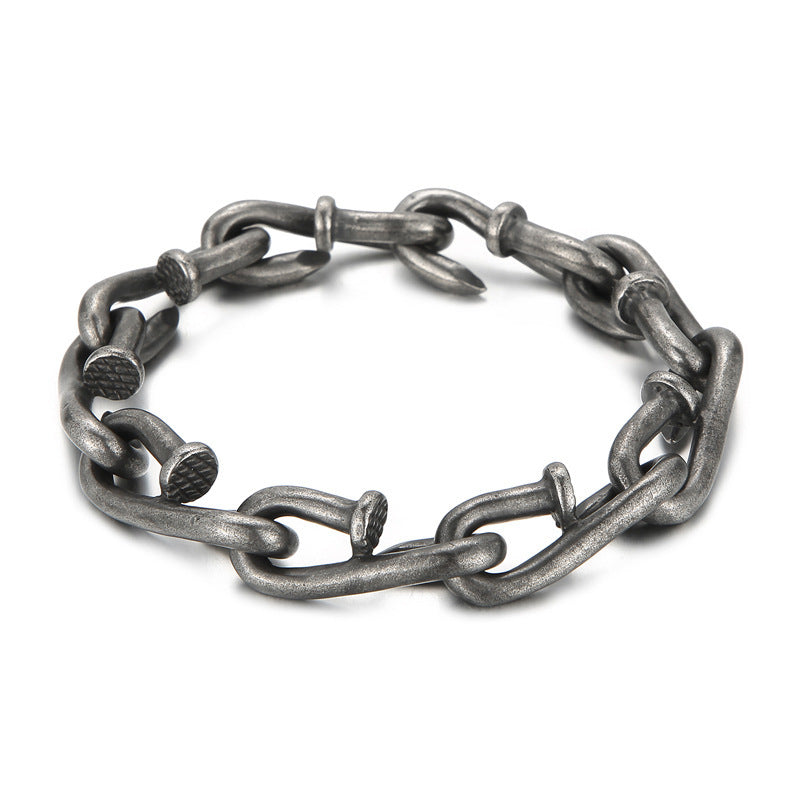 Retro Retro Style Personality Design Hook Buckle Titanium Steel Men's