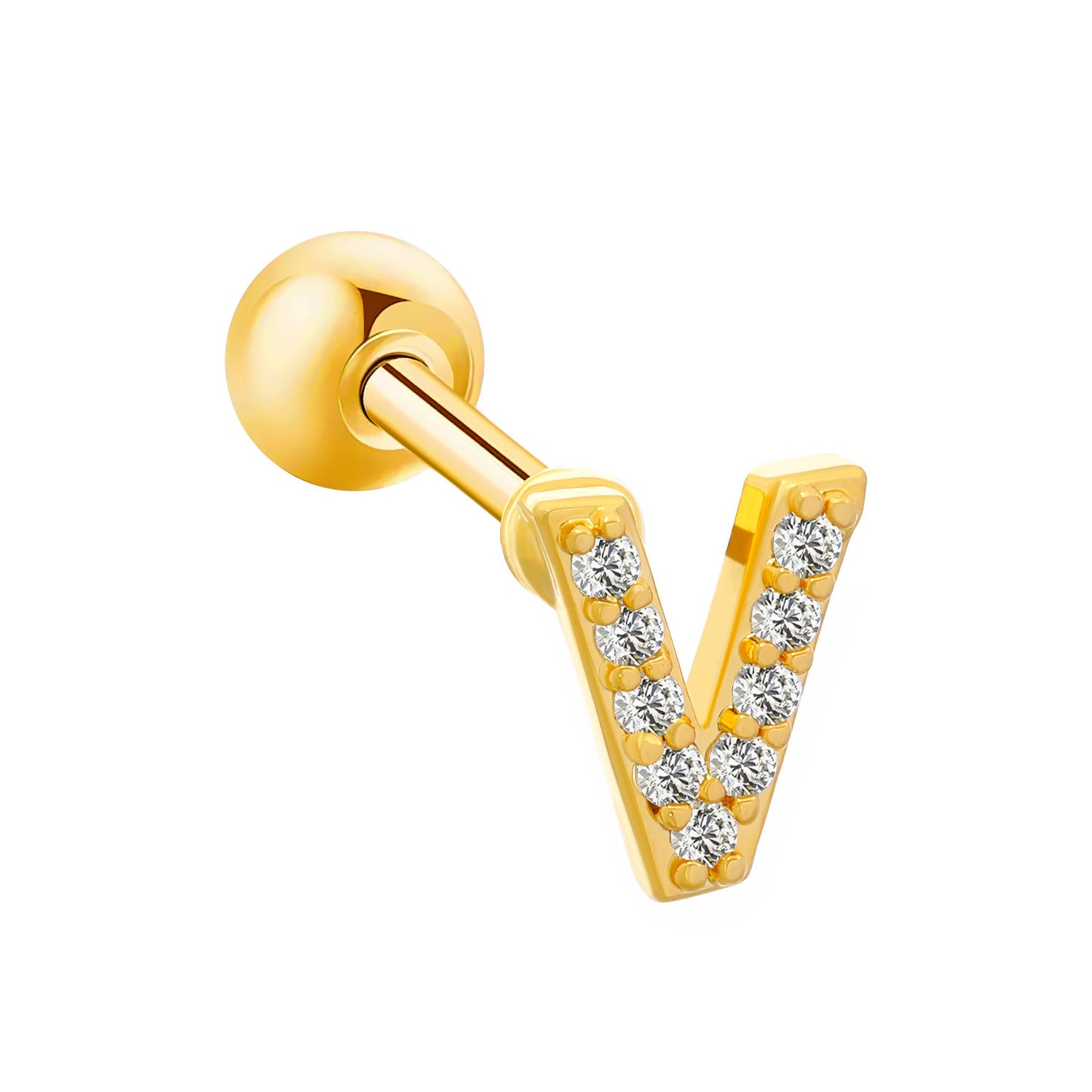Inlaid Zircon 26 English Letters Ear Bone Stud Retro Personality Alloy Letter Thread Stud Earrings Ear Piercing
