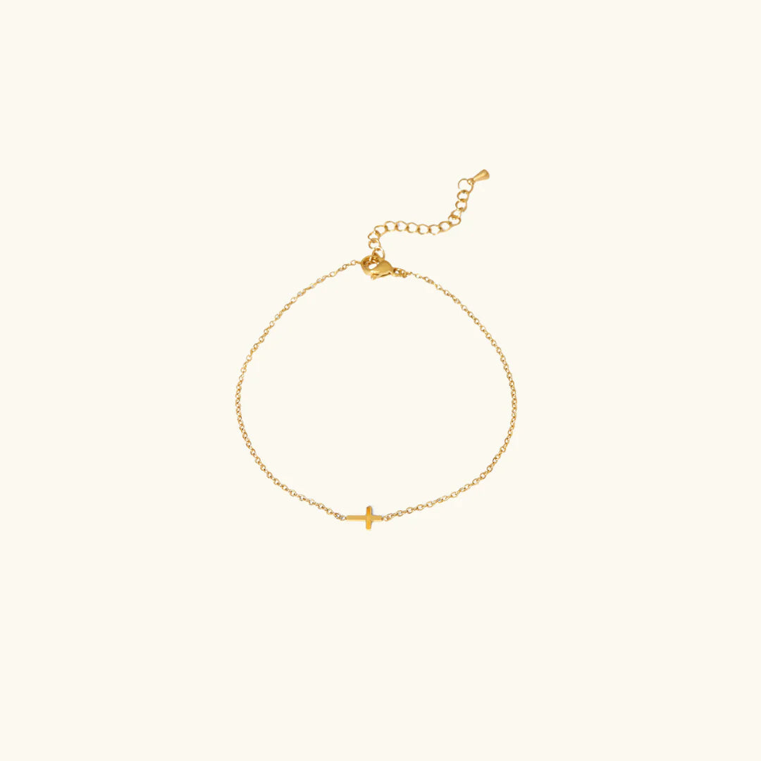 Cadena Retro Pies Finos Cruz Oro 18K
