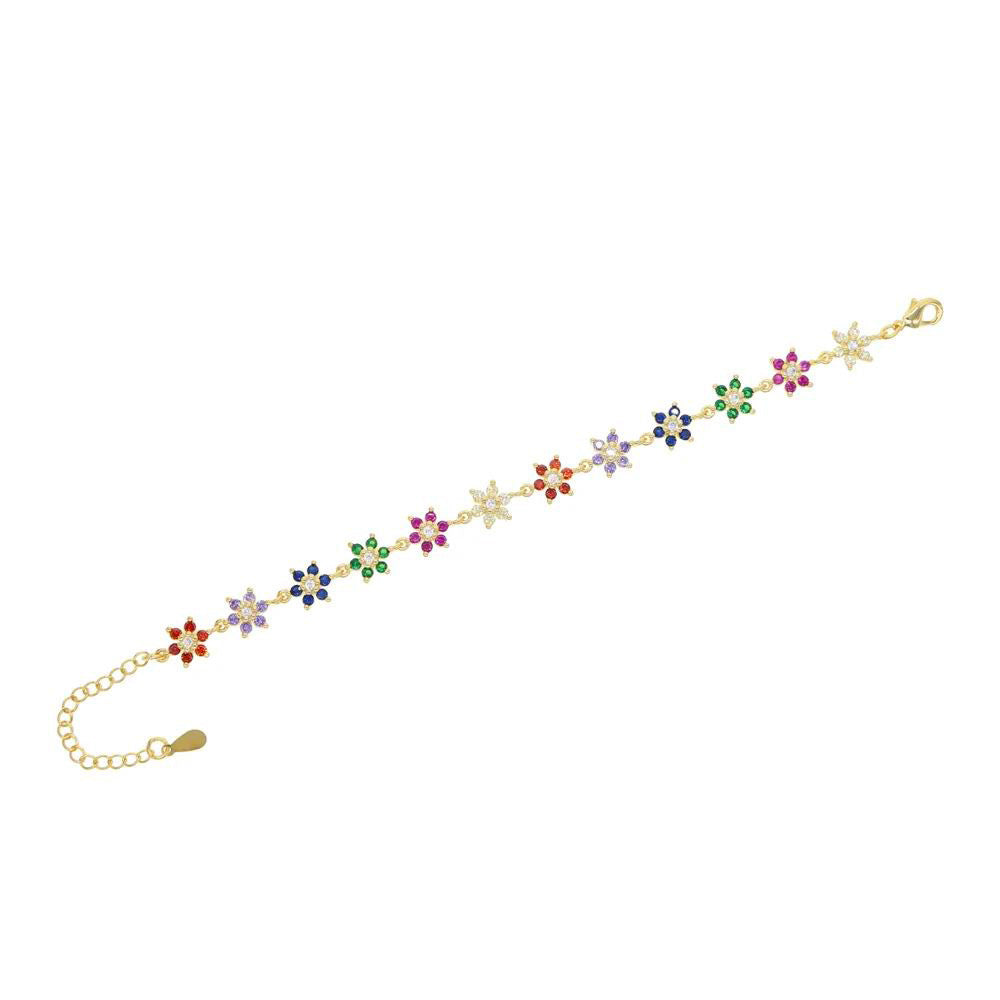 Chaîne en Zircon couleur or, nouveau Bracelet à fleurs colorées