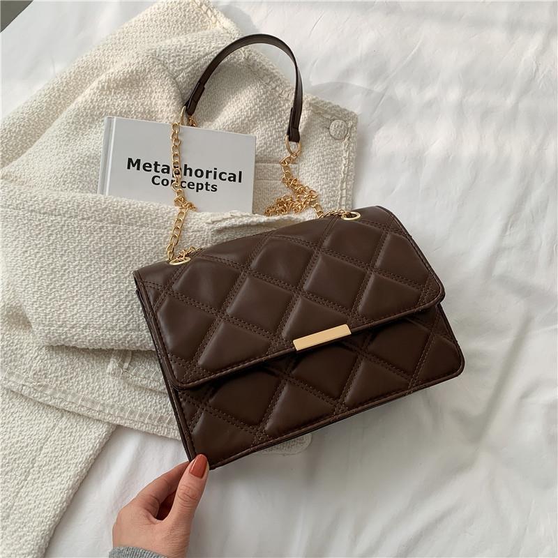 Sac décontracté de couleur unie à bandoulière en chaîne de grande capacité