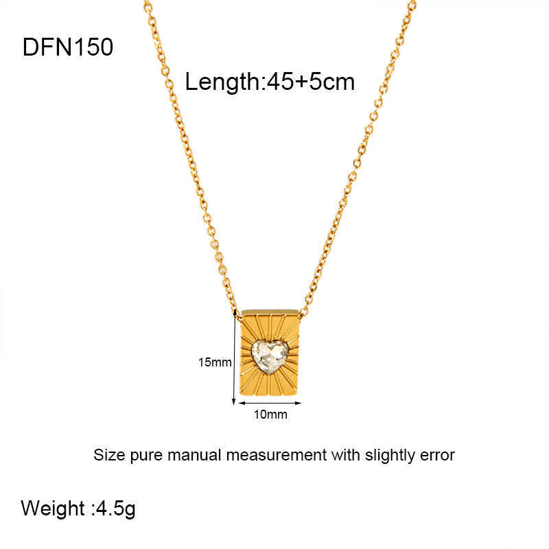 Collier pendentif géométrique en forme de cœur et de palmier en acier inoxydable en or 18 carats