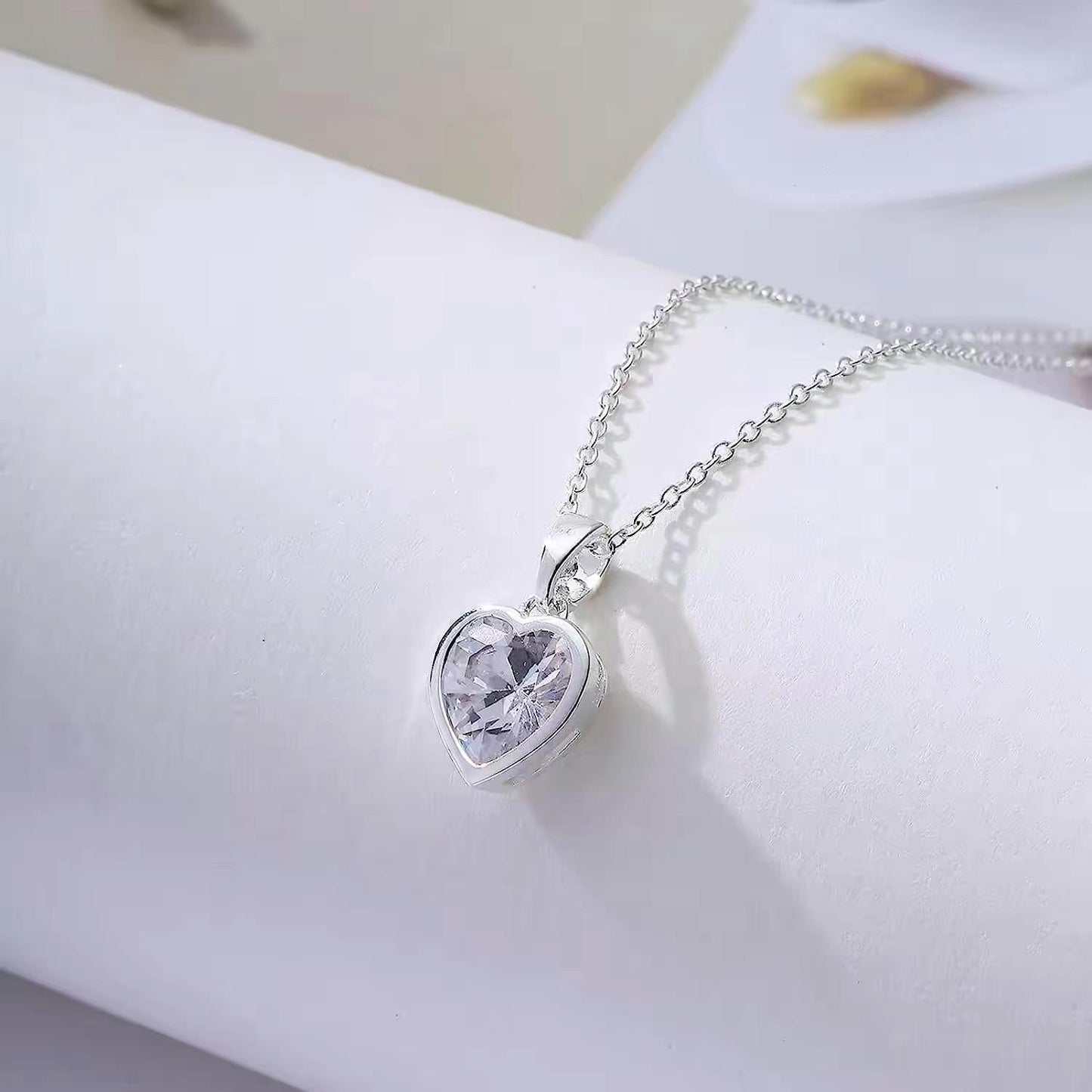 12 Colors Pendant Carat Heart Diamond Light Luxury Trendy Heart-shaped Collarbone Necklace