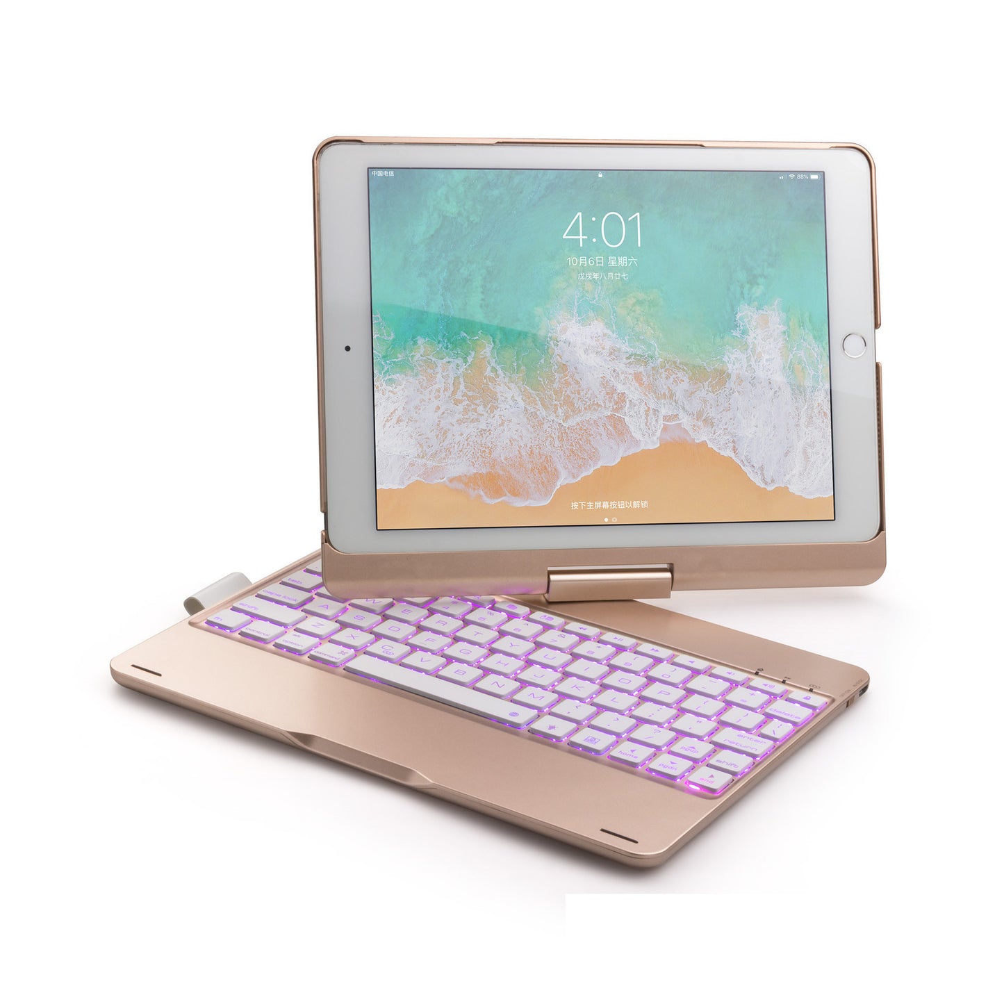 Compatible avec Apple, clavier tactile Bluetooth rotatif avec rétroéclairage