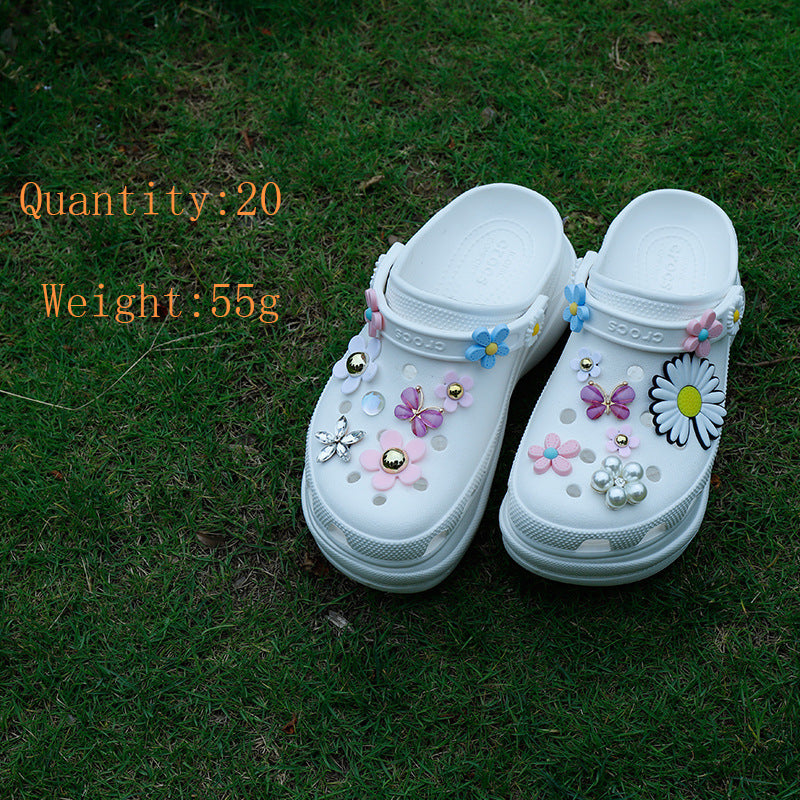 Trou de chaussure boucle chrysanthème chaussure boucle fleur chaussure fleur chaussure décoration