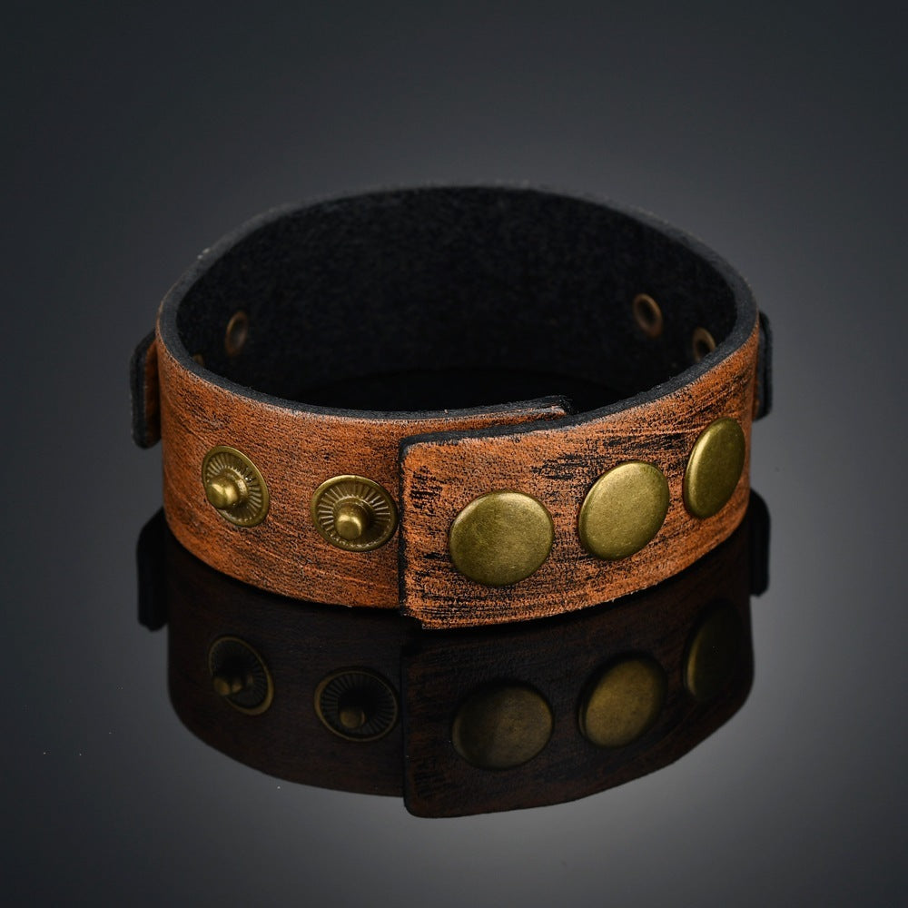 Alloy Cattle Leather Bracelet Popular Ornament Fashion Creative Retro Cowhide Snap Bracelet