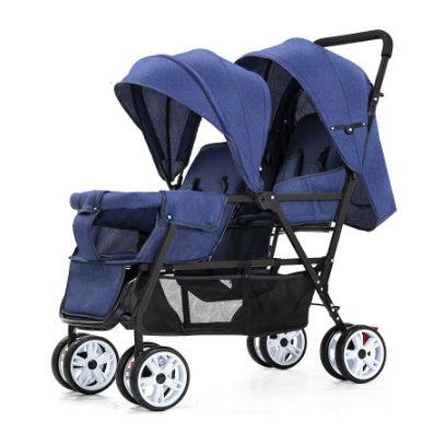 Poussette légère pour bébé, assise avant et arrière, grande taille, quatre roues, pratique, Double assise, chariot pliant