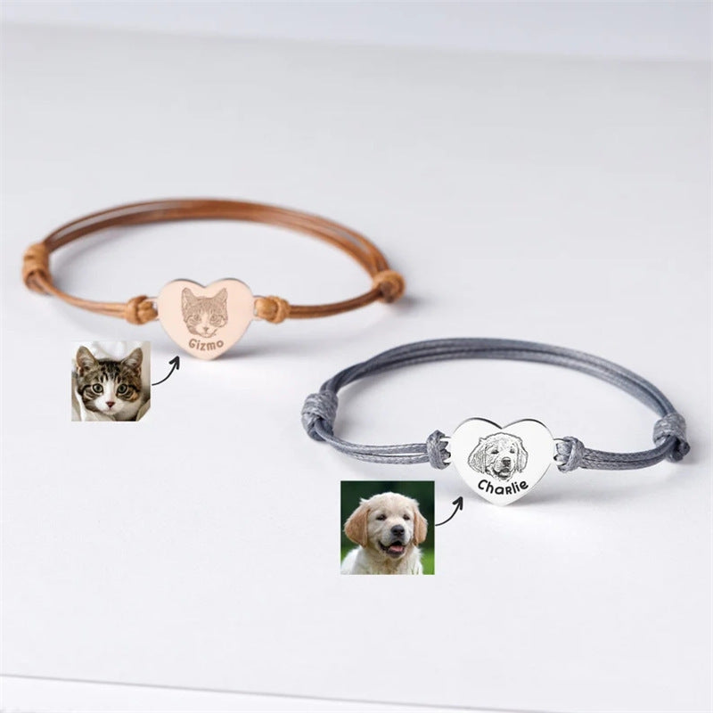 Bracelet commémoratif pour chiens et chats, corde tressée, taille réglable, personnalisé, DIY