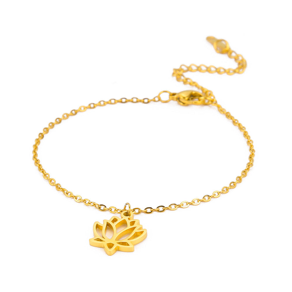 Women's Lotus Stainless Steel Bohemian Pendant Ankle Bracelet Beach Accessories