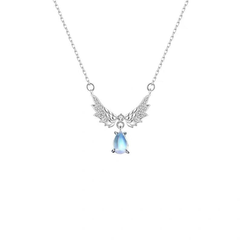 S925 Sterling Silver Angel Wings Necklace Female Niche