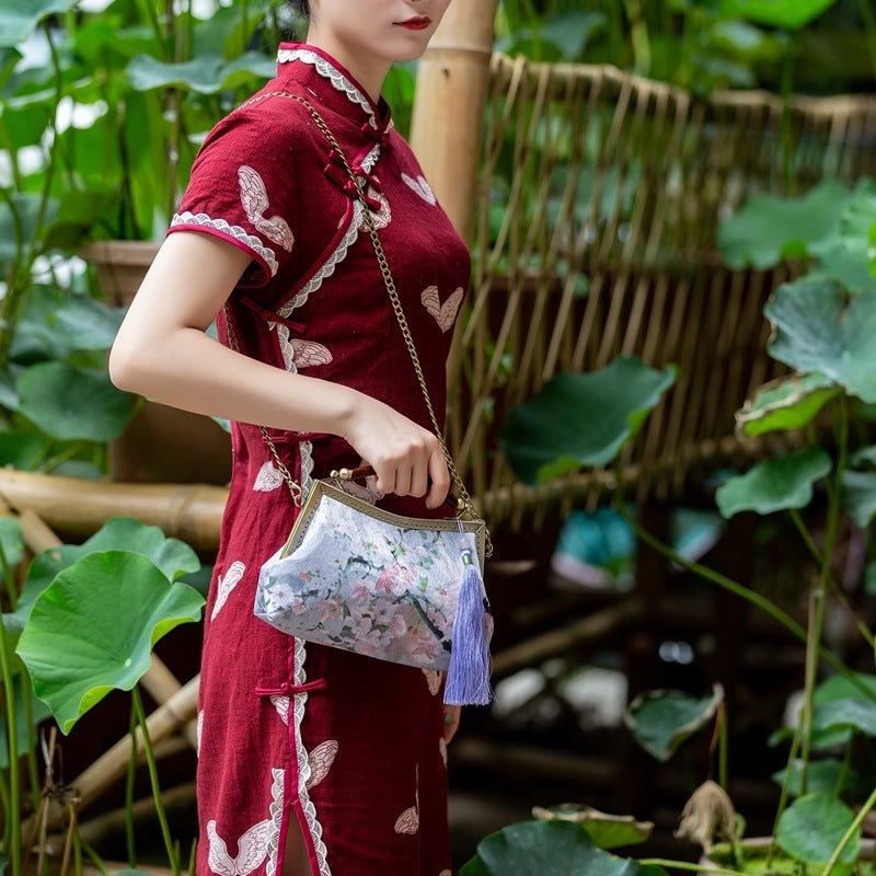 Retro Women's Bag Handmade Kisslock Bag Cheongsam