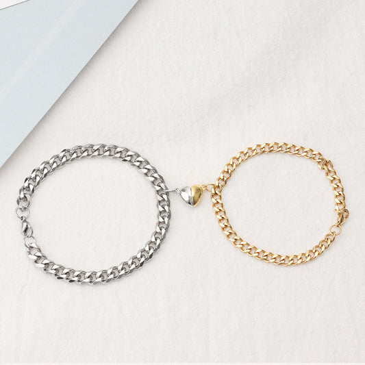 Bracelet de couple magnétique pour chaîne à maillons cubains