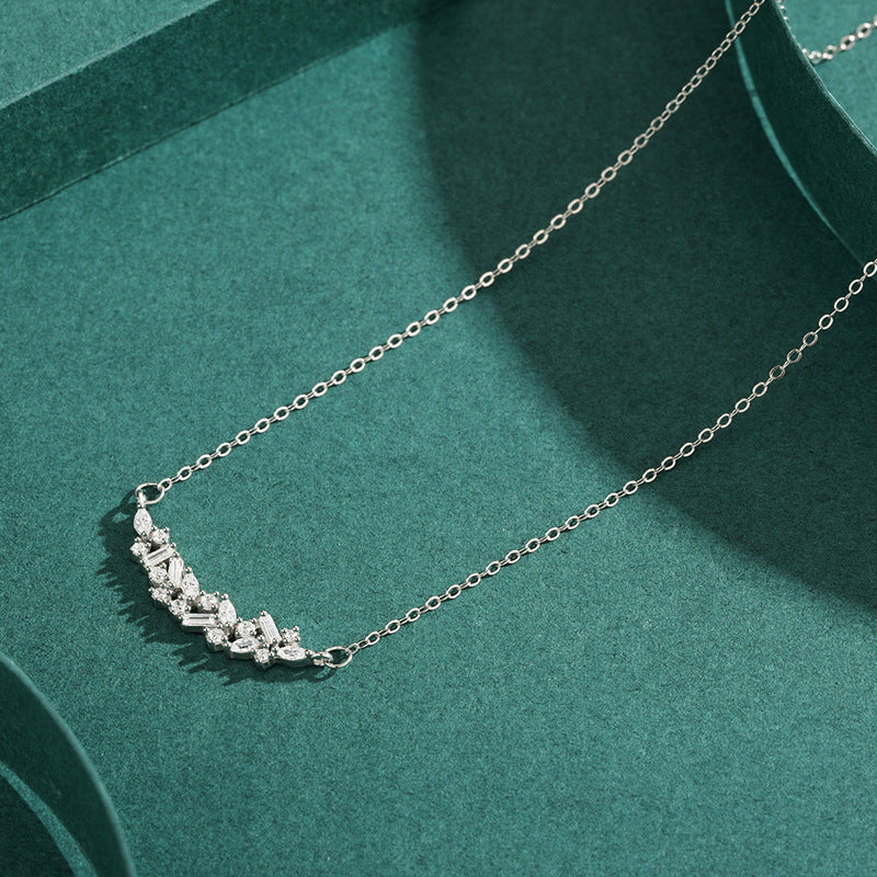 S925 Sterling Silver Niche Necklace Women's Light Luxury High-grade Micro-inlaid Necklace All-match Pendant