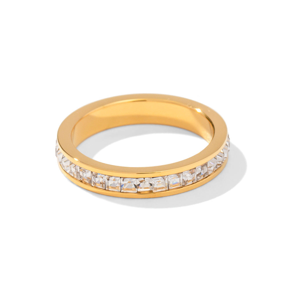 French Retro Single Diamond Inlaid Zircon Ring