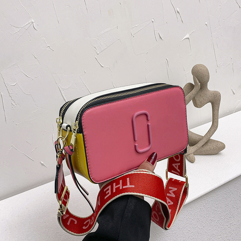 Bolso para cámara Retro Color de contraste minimalista pequeño cuadrado moderno bandolera de estilo occidental con un solo hombro