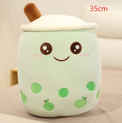 Peluche de boisson aux fruits, mignonne, douce, fraise, lait, thé, tasse de thé Boba, jouet bulle de thé, oreiller, coussin, cadeau pour enfants