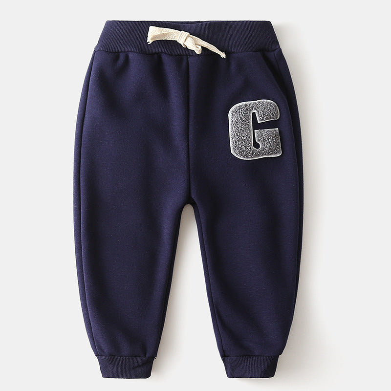 Vêtements pour enfants garçons lettre brodée Plus pantalon en velours bébé pantalon épaissi pantalon chaud