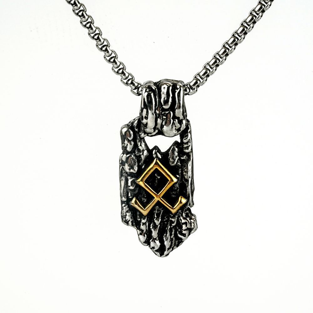 Pendentif rétro nordique en acier inoxydable pour hommes, collier personnalisé avec Rune Viking