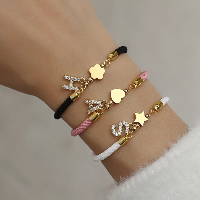 Copper Micro Inlay 26 Letters Stainless Steel XINGX Bracelet