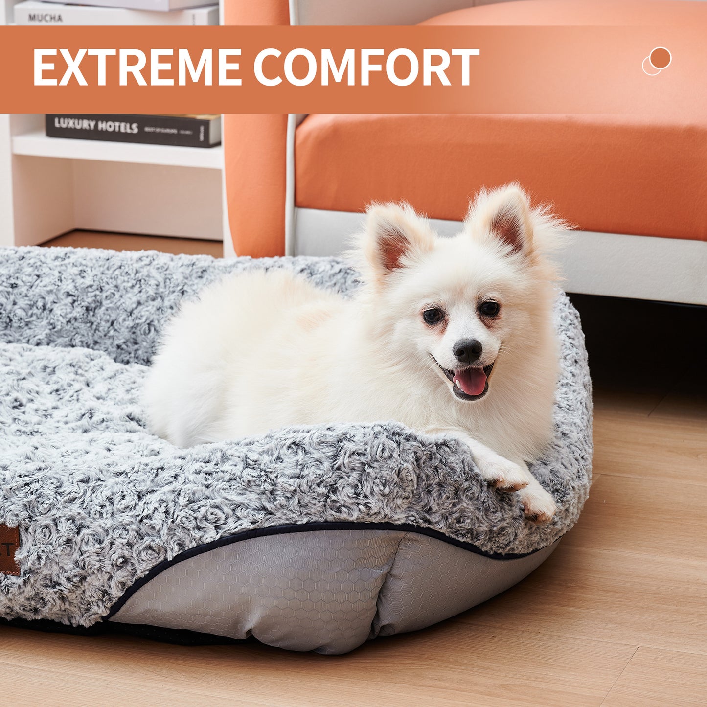 Lits en velours Rose tourbillon pour chiens de petite et moyenne taille, coussin amovible, canapé-lit apaisant pour chien, Anti-anxiété, lavable en Machine, pour chat