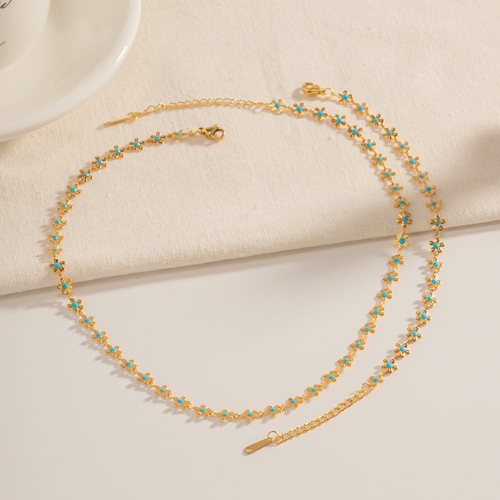 Collier et Bracelet à fleurs en glaçure, Style National pastoral, bijoux