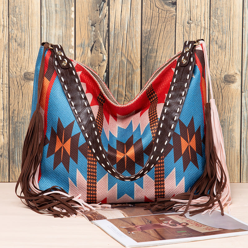 Sac rétro en coton et lin pour femmes, Portable